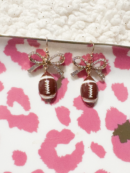 Football Rhinestone Bow